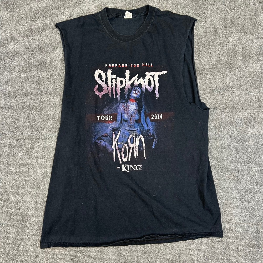 Slipknot Korn Prepare For Hell Tour 2014 Sleeveless Shirt Black XL Jerzees